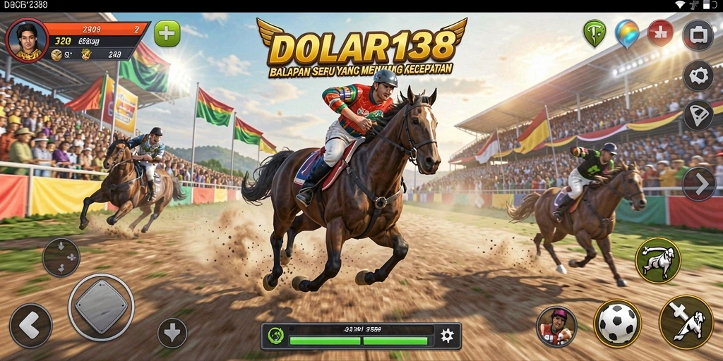 Screenshot Gameplay DOLAR138 dengan aksi balapan yang mendebarkan.