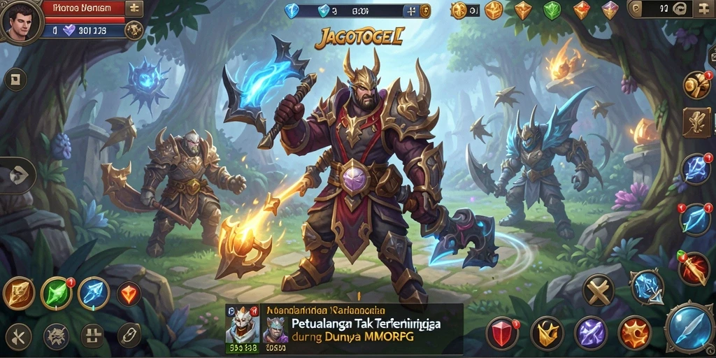 Tangkapan layar gameplay JAGOTOGEL yang menunjukkan aksi pertempuran dan eksplorasi dunia.