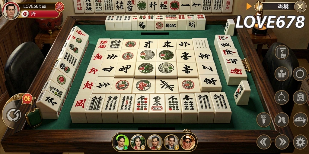 Screenshot utama LOVE678 menampilkan gameplay seru Mahjong dengan ubin berwarna-warni.