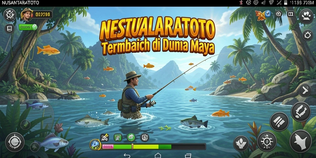 Tampilan gameplay NUSANTARATOTO dengan suasana memancing yang menenangkan.